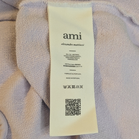 Ami Paris Ami De Cœur Cotton Sweatshirt Lilac Drawstring Waist - Picture 8 of 11